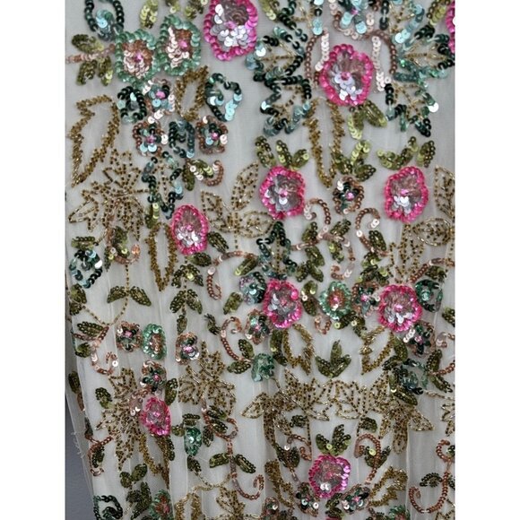 Mac Duggal 5503 Long Sleeves Embellished Floral Sequins Evening Gown Maxi Sz. 12 - Picture 7 of 9